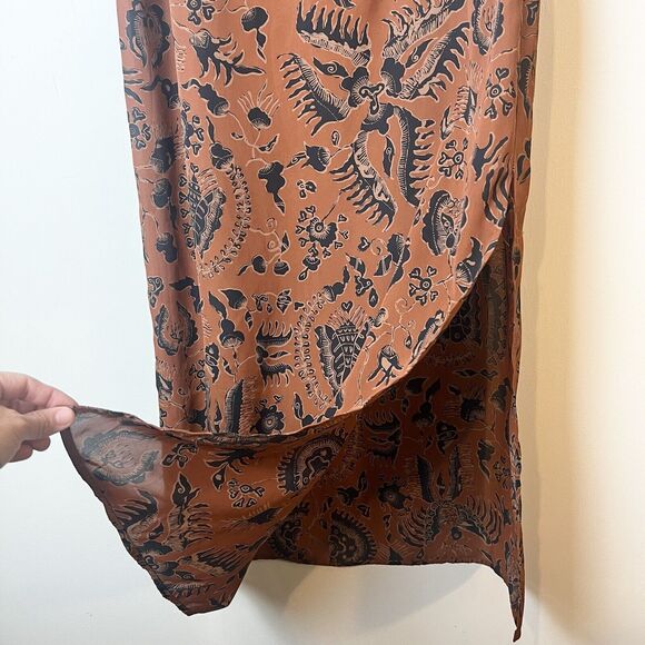 Limited America Vintage Midi Maxi Dress Floral Orange Gray Tan Sz 10 - Picture 3 of 10